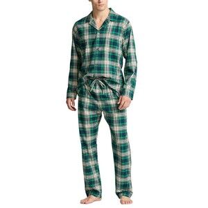 Polo Ralph Lauren Men's 100% Cotton Plaid Flannel Pajamas 2 Pieces Set Green L